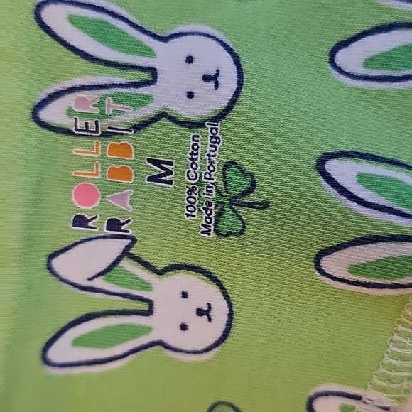 Bunny Luck Polo Pajamas Roller Rabbit size M - Picture 3 of 7